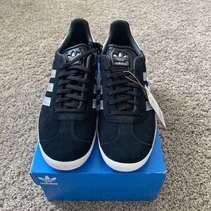 Adidas Gazelle Suede Sneaker Black/Silver Metallic ID7007 New Women's Size 8